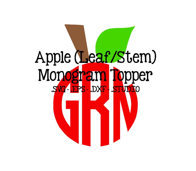 Leaf and Stem Monogram Topper Apple Stem SVG Apple Stem