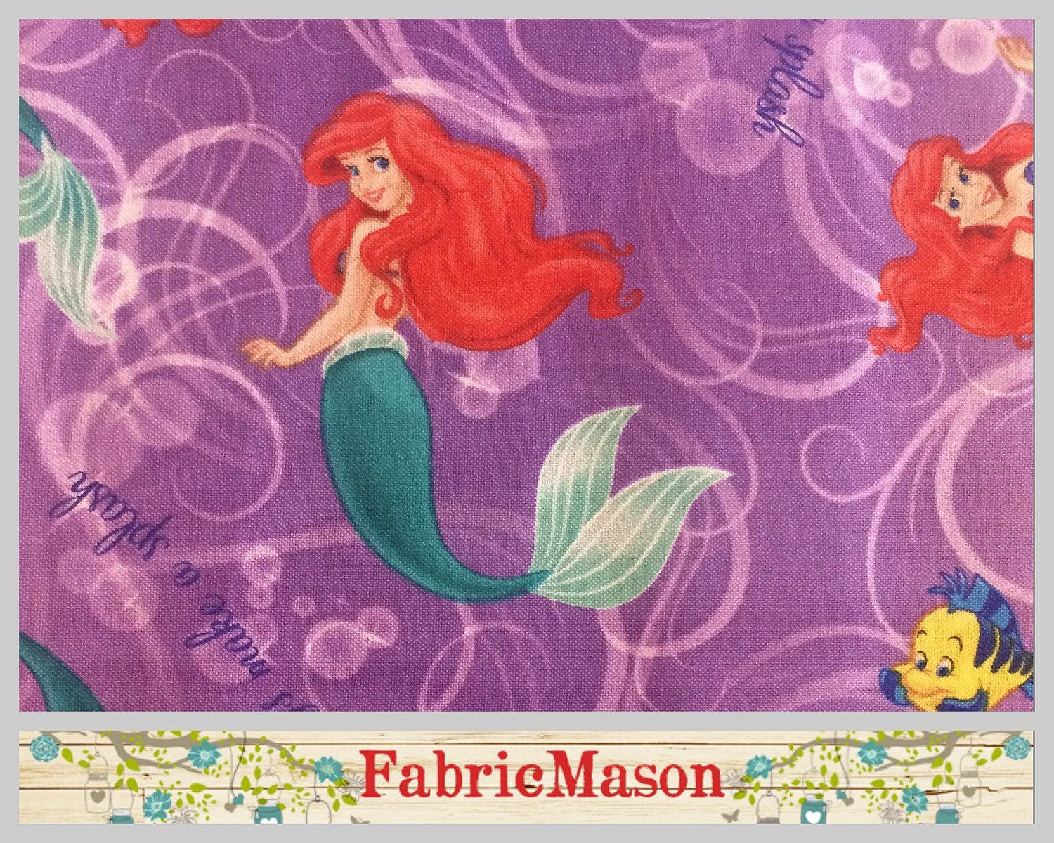 Little mermaid fabric disney fabric ariel fabric by fabricmason