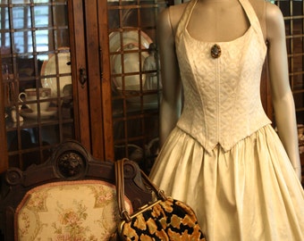 Vintage Ball Gown Jessica McClintock Gunne Sax 7 8 Steampunk Tudor Gold Renaissance Reenactment