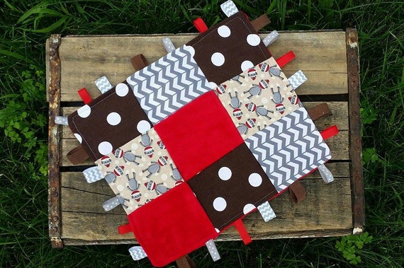 sock monkey baby blanket chevron security blanket by BossThreads