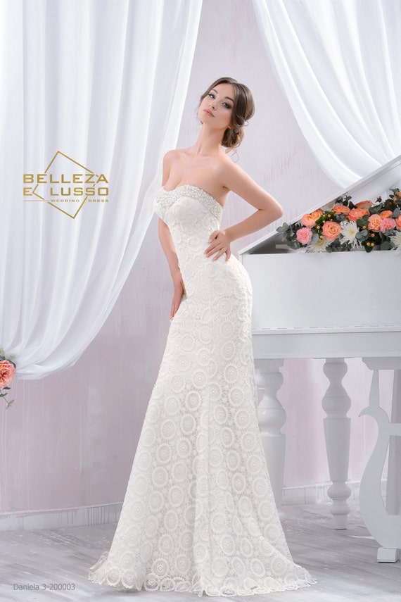 Items similar to SALE !!! Long Fitted style Wedding dress ...