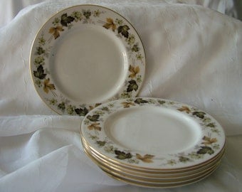 6 Royal Doulton porcelain side plates leaf leaves fall autumn