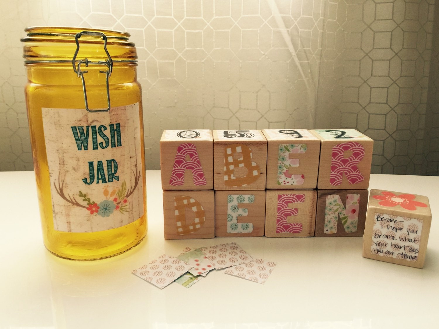 Baby Shower Activity Game Wish Jar and Artwork by Rodwoods