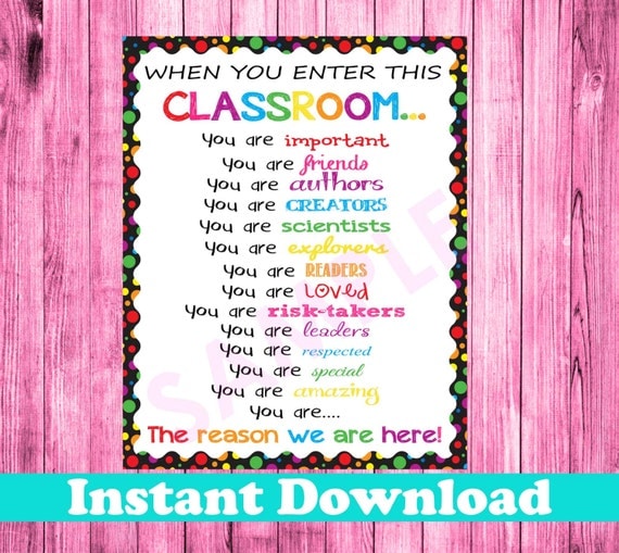 pictures wall decor printable INSTANT DOWNLOAD Sign When This Classroom You Classroom Enter