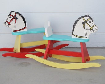 Red rocking horse | Etsy