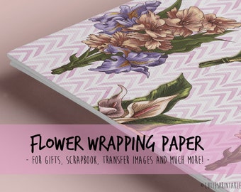 Vintage and romantic Flowers / Printable wrapping paper for Scrapbooking