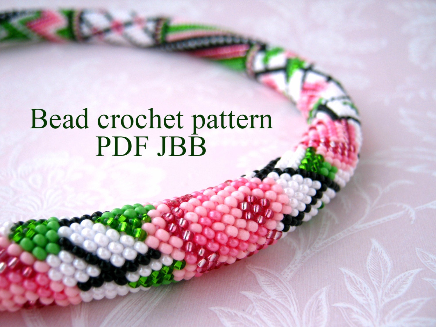 Bead crochet pattern PDF JBB tutorial Rose by ABeadCrochetPattern