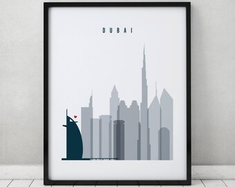 Dubai print, Poster, Wall art, United Arab Emirates Dubai skyline, City poster, Typography art, Home Decor Digital Print, ArtPrintsVicky.