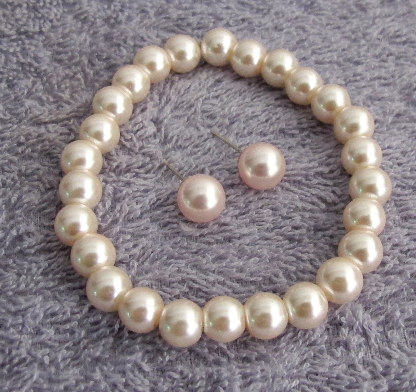 Blush Pink Pearl Stud Earrings Blush Pink Stud Stretchable