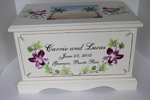 and beach theme Wedding Keepsake Chest Box personalized wedding gift ...