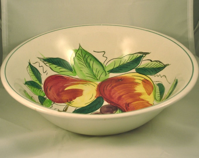Large Vintage Ironstone Hand Painted Fruit Bowl Off White