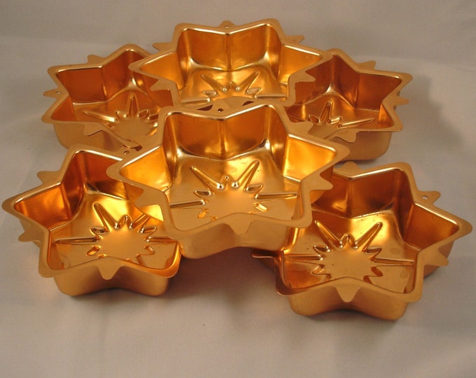 Vintage Small Copper Star Molds Set of 6