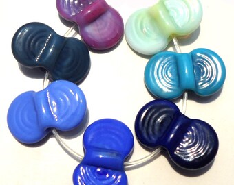 Weeny Dings- Tranquility- handmade lampwork bead set of 7 tiny winged beads in orchid purple, indigo blue, periwinkle