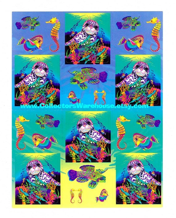 Lisa Frank Rainbow Reef Leopard Seal Sticker Sheet S278