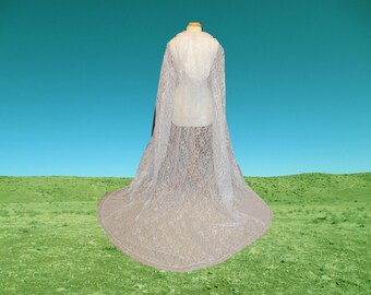 White Lace Cape - Cloak - Hooded - Wedding - Gothic - Medieval - Costume - Renaissance Halloween