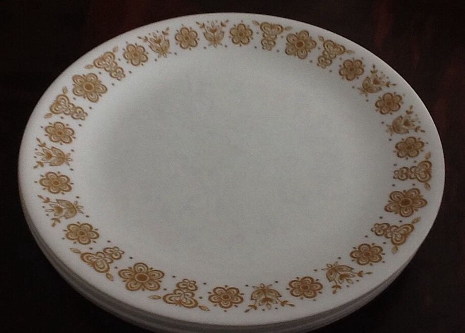 Corning Corelle Gold Butterfly Dishes 7 Dinner Plates – Haute Juice