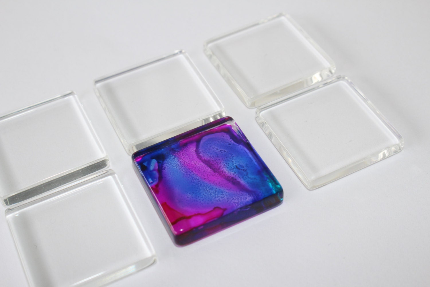 1 inch 20 Clear FLAT Glass Tiles Squares by theglassconnection