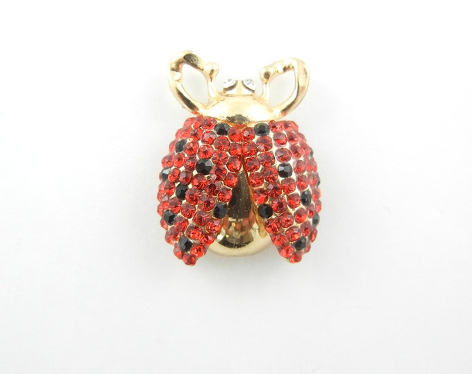 Ladybug Pendant Double Link Red Rhinestone