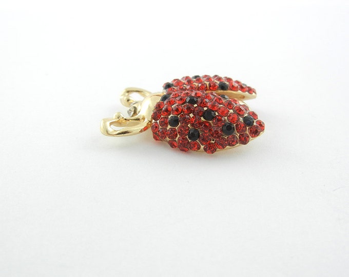 Ladybug Pendant Double Link Red Rhinestone