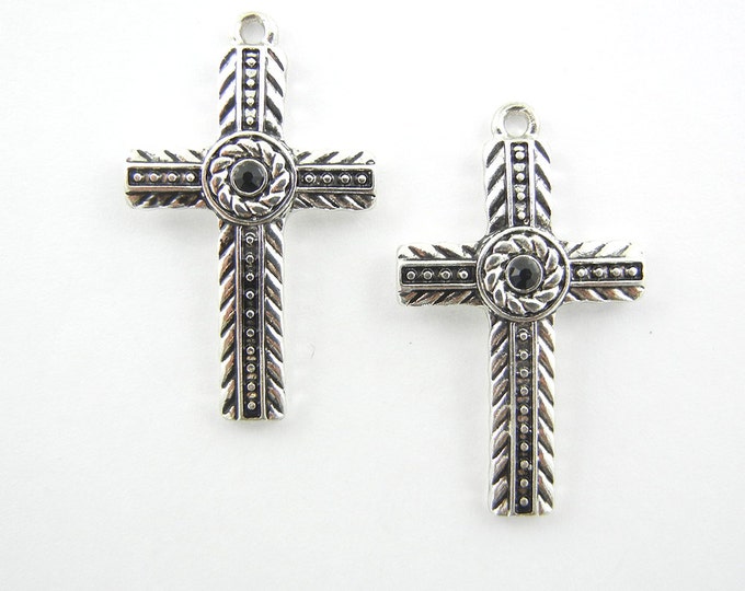 Pair of Cross Charms Herringbone Design