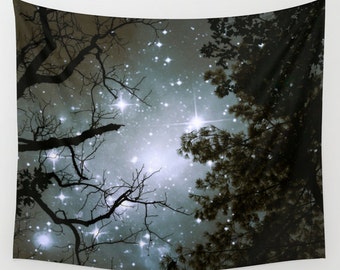 Trees Wall Tapestry, Stars Tapestry, Night Sky Home Decor, Nature Tapestry, Wall Tapestry, Home Decor,Whimsical Tree Branches,Woodland,Woods