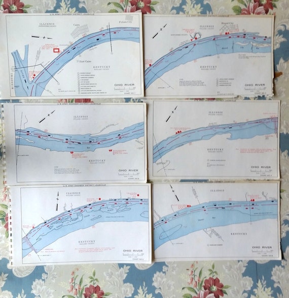 items-similar-to-6-vintage-ohio-river-navigation-charts-maps-plates-1-6