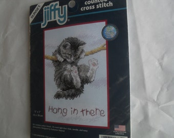Jiffy Embroidery Needle Kitten Kit New Counted Cross Stitch