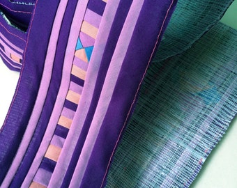 Hmong fabric, Hmong Textile, Lisu Textile, fabric, purple, violet, Thai hill tribe, Hmong, Lisu fabric, Crafting, quilt, sewn, craft, bright