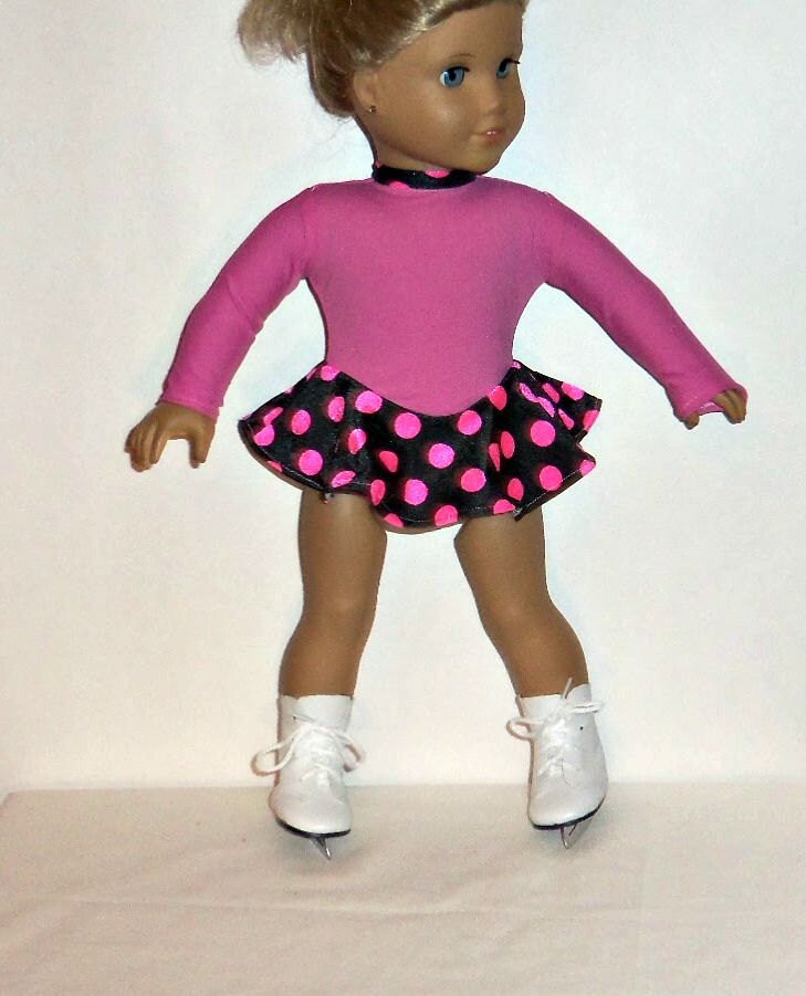 Ice Skating Outfit 18 Inch Doll Pink Polka Dots Scooped