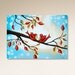 Love Birds Painting, Tree Painting, Blue Painting on Canvas, Red Christmas Decor, Whimsical Wall Art, 18x24