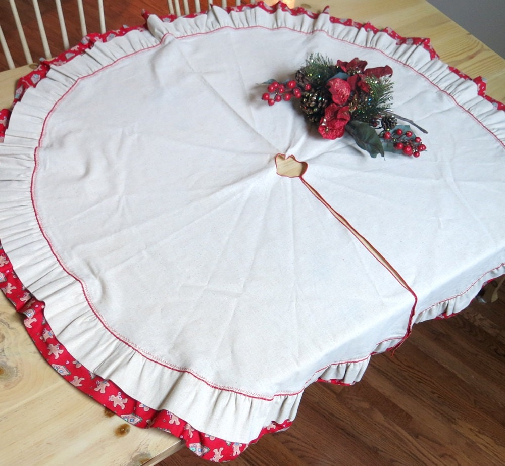 large round christmas tree skirt muslin deep red ruffle large round christmas tree skirt muslin deep red ruffle