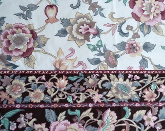 Vintage Bed Sheet - Fieldcrest Oriental Floral - Twin Flat NOS Unused