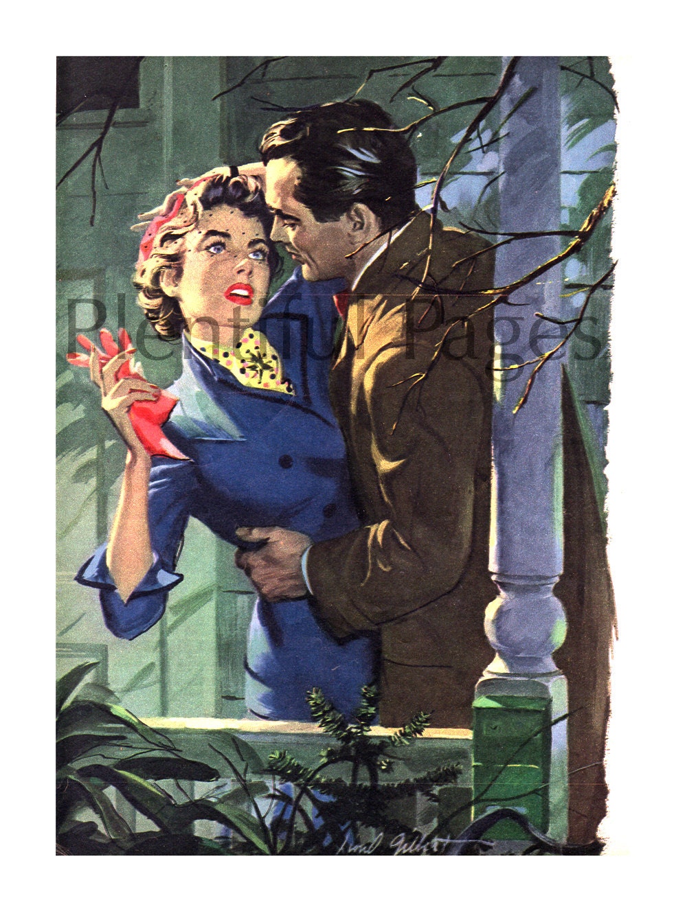 Download 1953 Couple Vintage Magazine Illustration Color