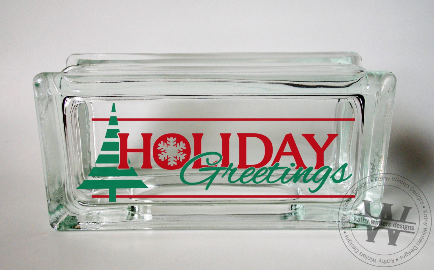 Vinyl Lettering Glass Block Decal Holiday Greetings