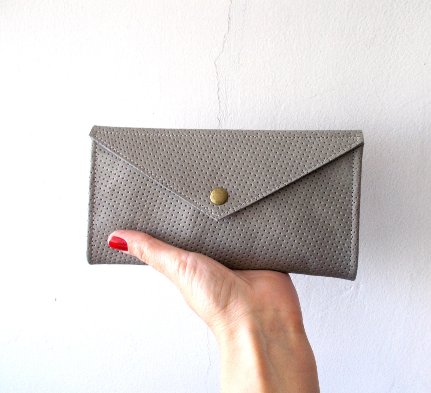 Gray Envelope wallet leather women wallet women purse
