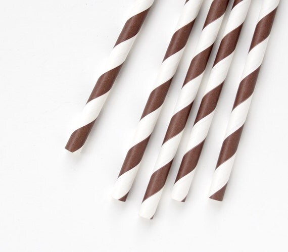 200 Brown Striped Straws, Brown Paper Straws - BULK Il_570xn