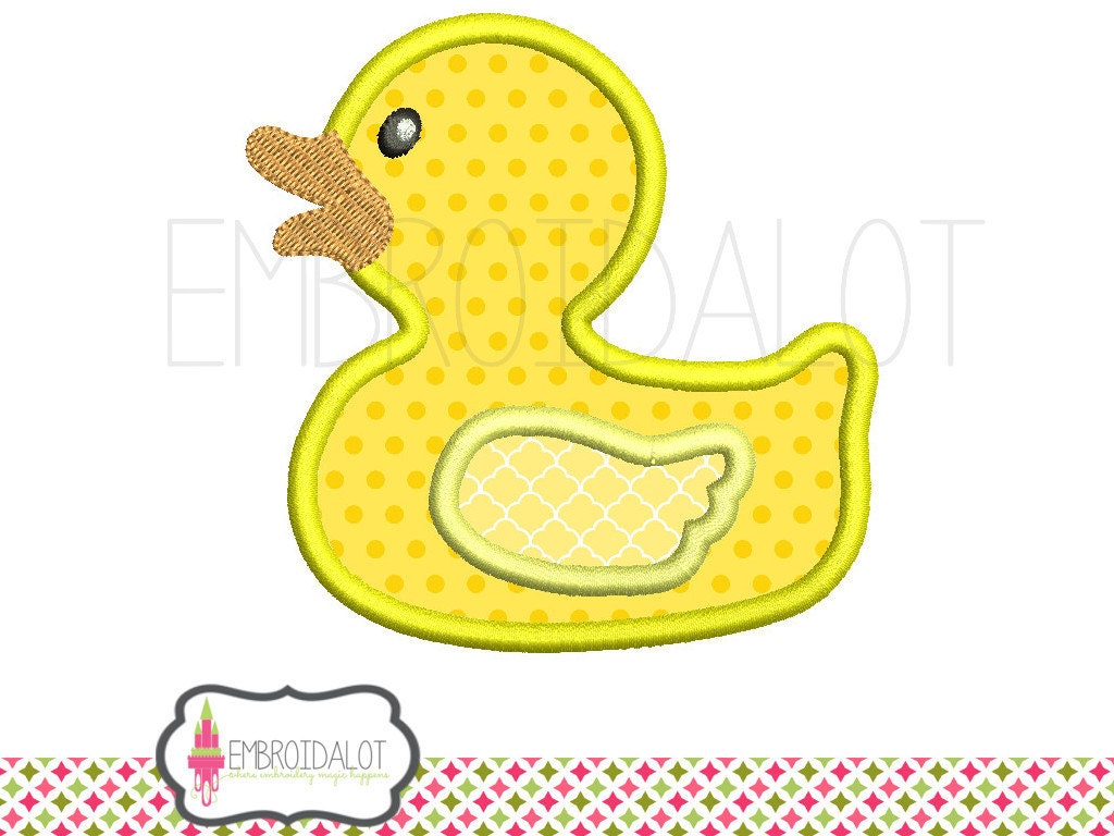 Rubber duck applique embroidery design. Duck by Embroidalot