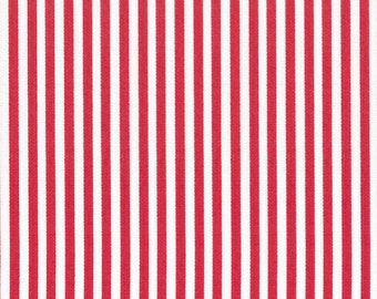 Ella Blue Basic cotton quilt fabric red and white candy stripes