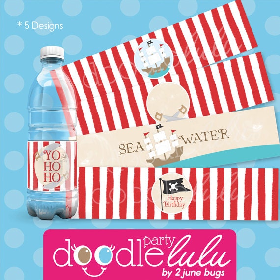 Pirate Water Bottle Labels Pirate Birthday Party Pirate