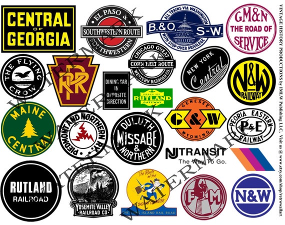 Items similar to Railroad Stickers, Train Logo Clip Art, Railroad ...