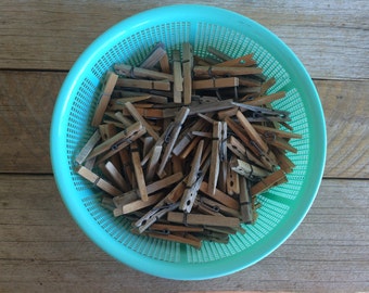 Vintage Wooden Clothespins Set of 24