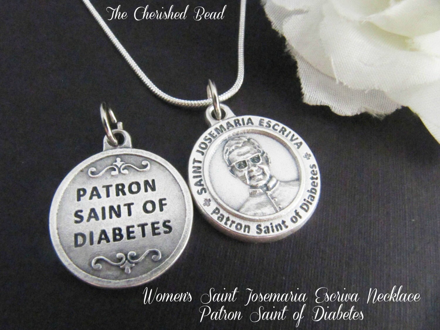 thumbnail image 2 of Silver St. Josemaria Escriva Medal - 3/4" (Patron Saint Of Diabetes) 2 of 9