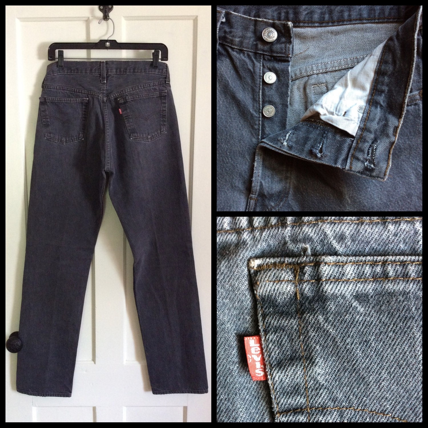 Vintage Faded Black denim 501 Levi's Jeans 31x34