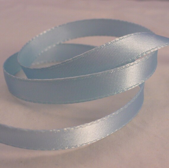 3/8 Sky Blue Satin Ribbon Light Blue Ribbon by GetLuckyVintage