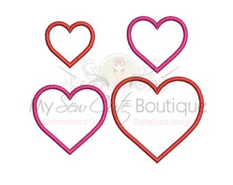 Heart Applique Designs - Love Shape Valentines Day 14 Sizes - Instant Download