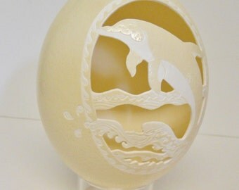 Carved Dolphin Ostrich Egg