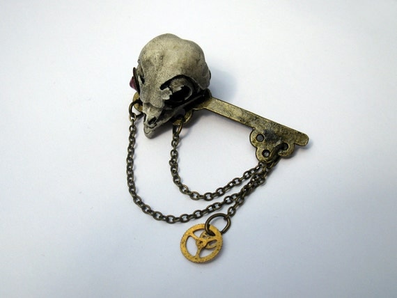 STEAMPUNK resin owl skull brooch by catamation steampunk buy now online