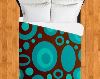 Items similar to Funky Duvet Cover, Mid Century Modern Bedding ... - Brown Retro Duvet Cover,Geometric Duvet Cover, Blue Mid Century Duvet  Cover, Mid Century Bedding, Modern Duvet Cover