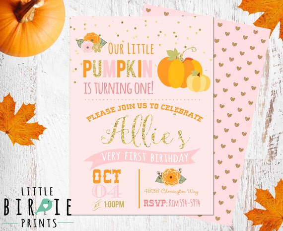 Our Little Pumpkin Is Turning One Invitations 10