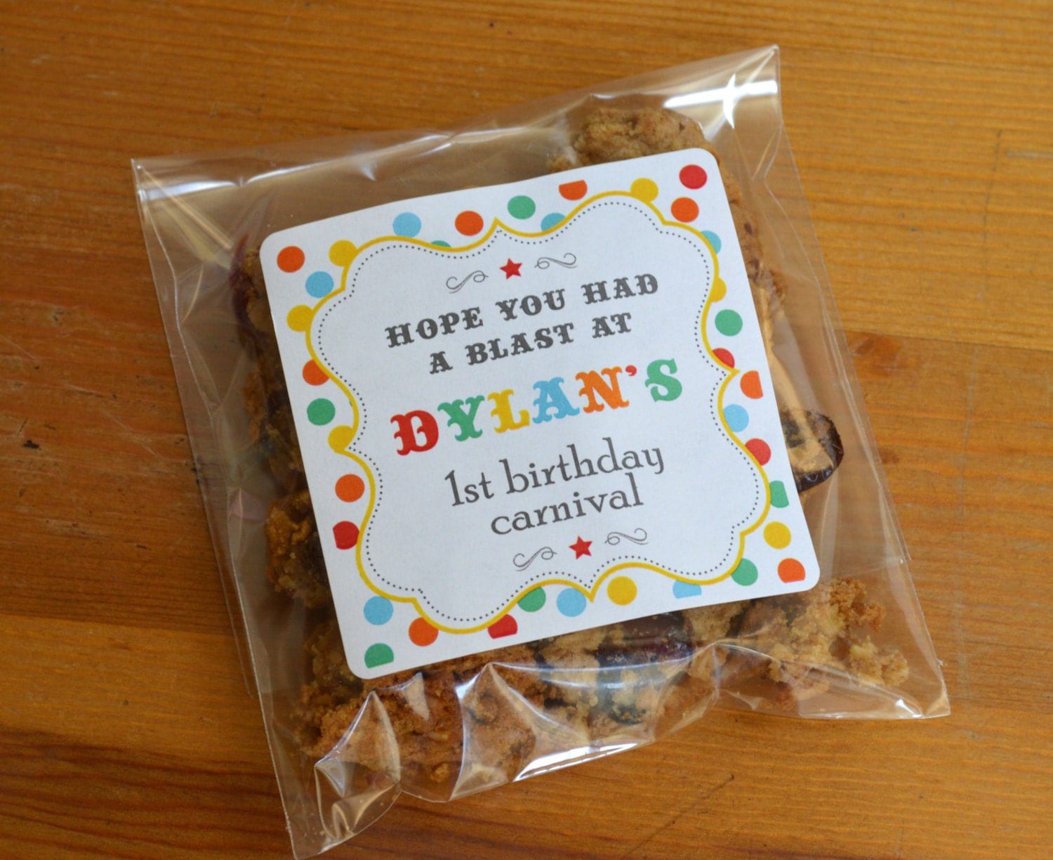 Personalized Cellophane Bags with labels Cookie or Candy